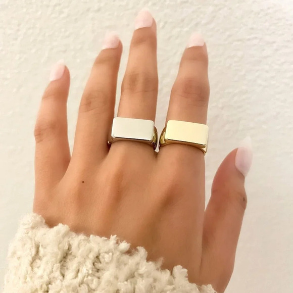 925 Sterling Silver Chunky Bar Ring Statement Ring Thick Ring - Picture 2 of 7